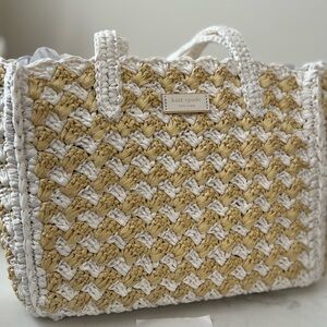 High Tide Striped Raffia Medium Tote by kate spade new york